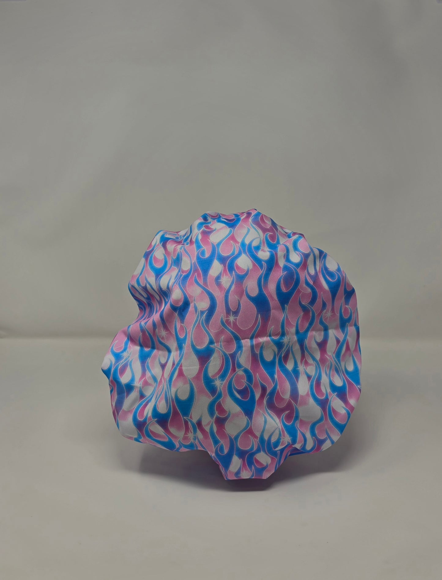 Adjustable Bouffant Scrub Cap. Pink/Blue Flames