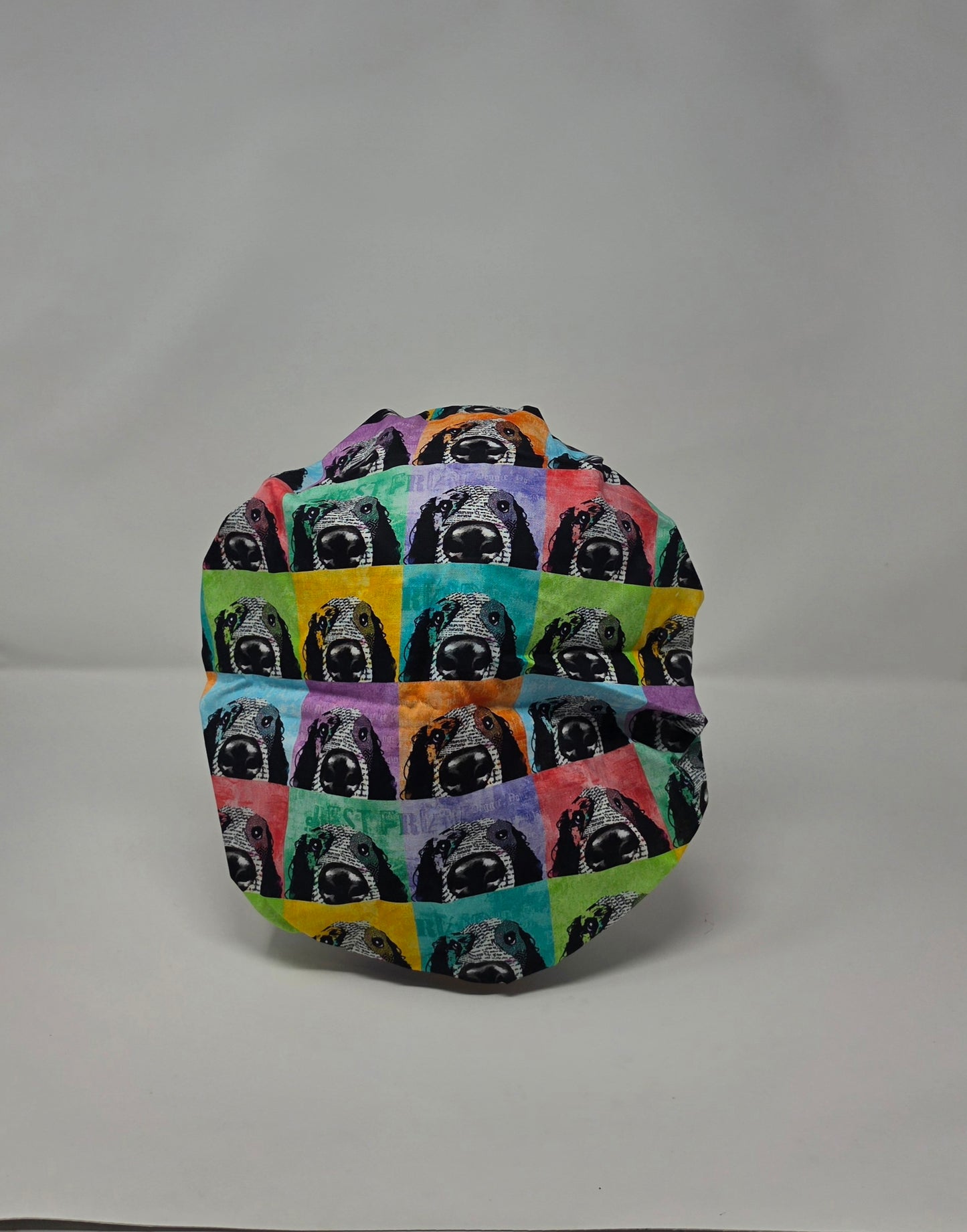 Adjustable Bouffant Scrub Cap. Colorful Dog