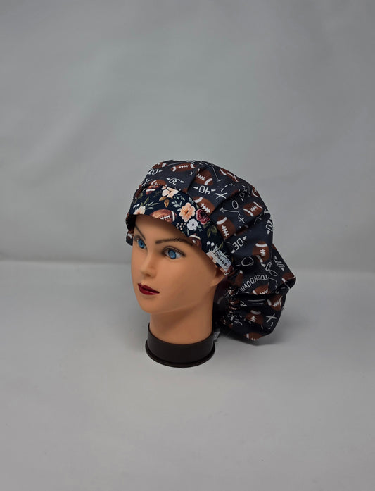 Adjustable Bouffant Scrub Cap. Navy Football