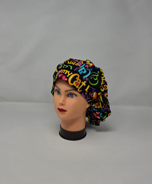Adjustable Bouffant Scrub Cap. I Love My Cat