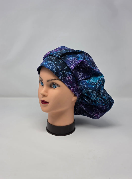 Adjustable Bouffant Scrub Cap, Dino Galaxy
