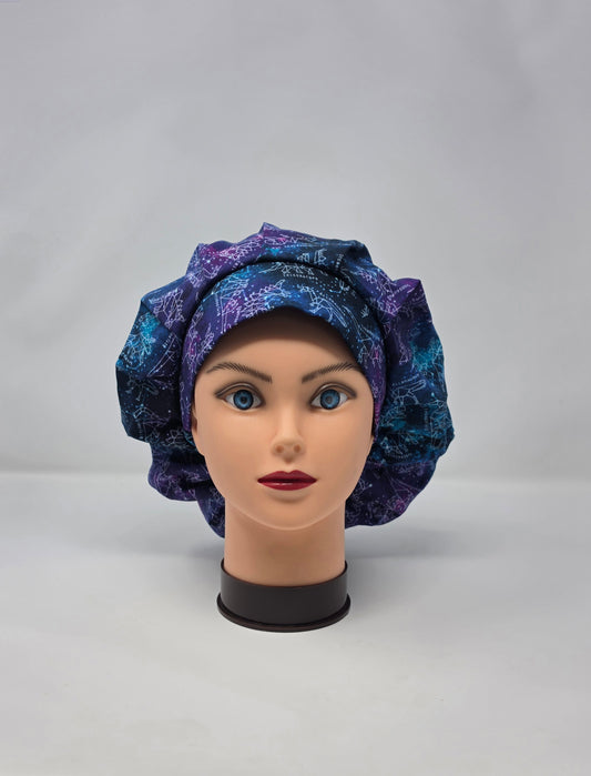 Adjustable Bouffant Scrub Cap, Dino Galaxy