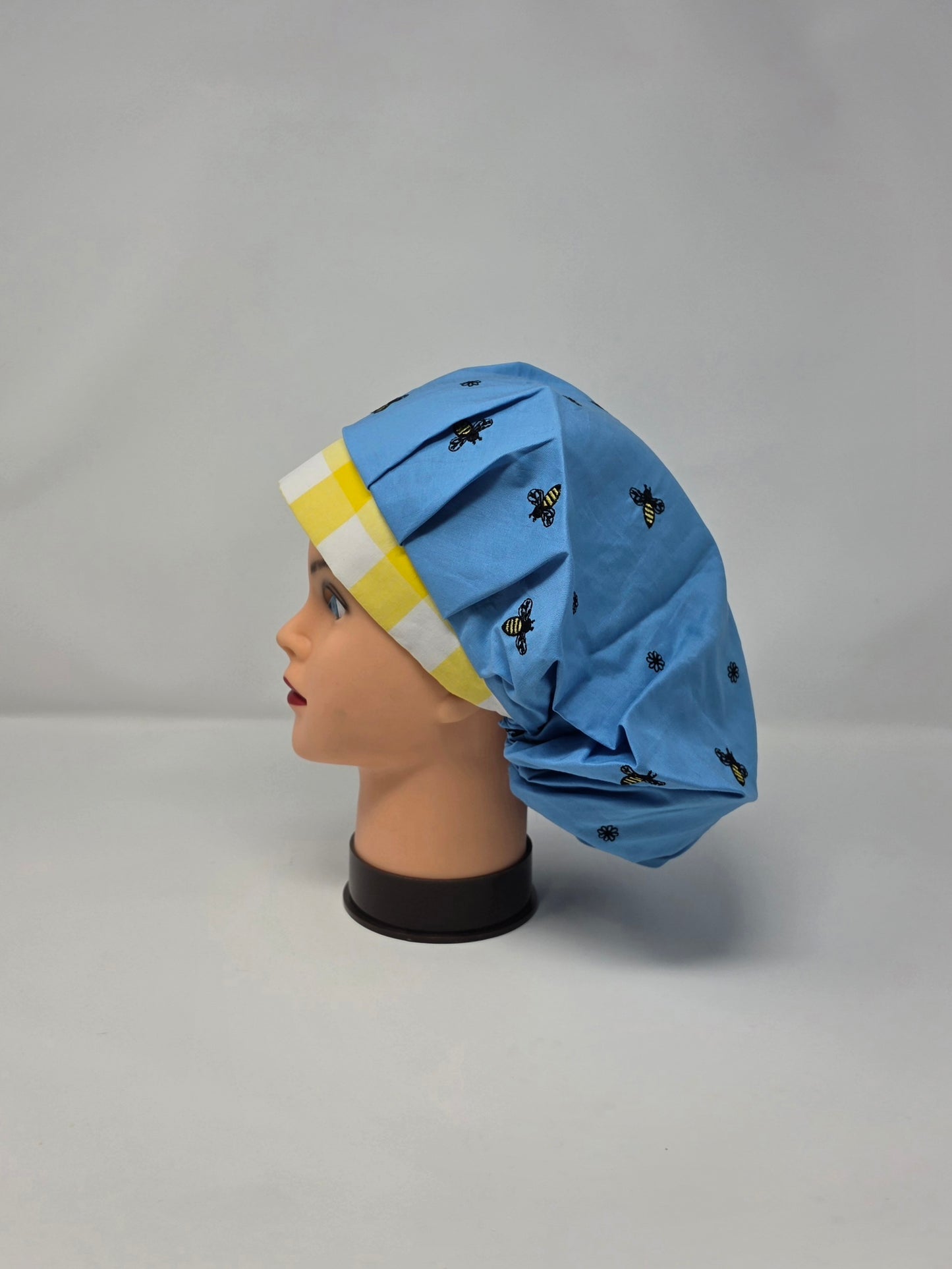 Adjustable Bouffant Scrub Cap. Embroidered Bees