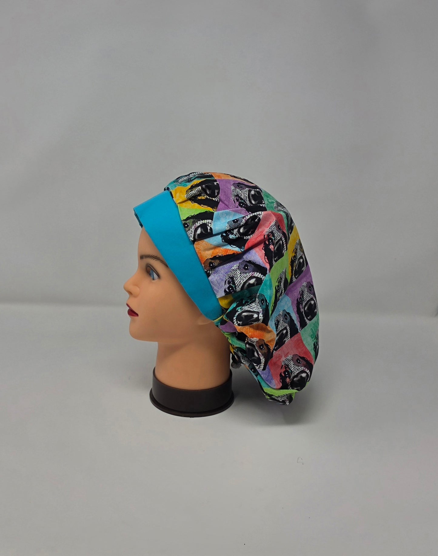 Adjustable Bouffant Scrub Cap. Colorful Dog