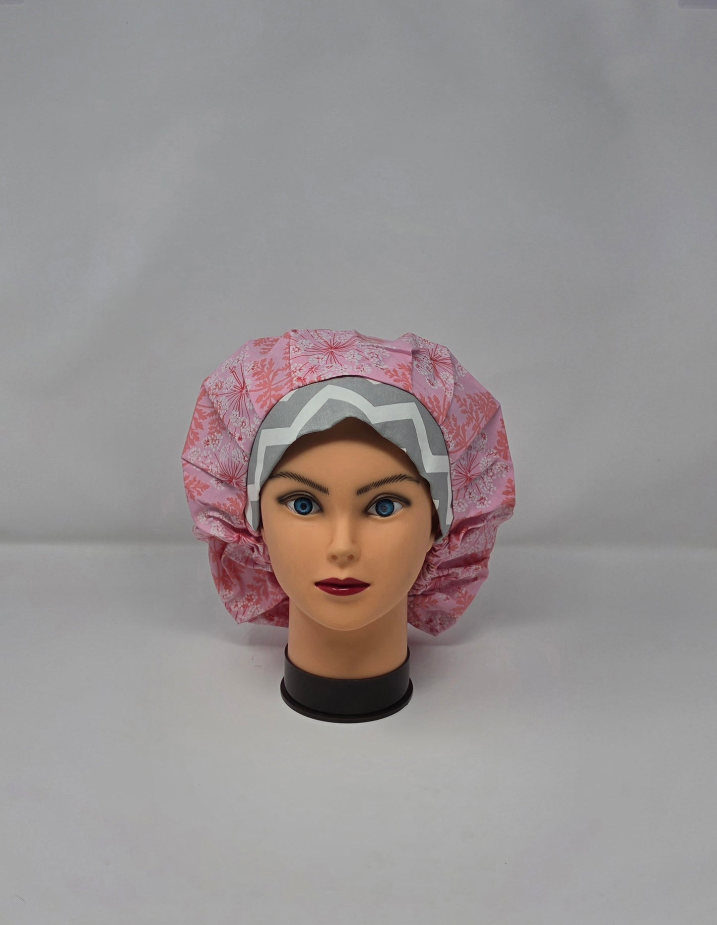 Adjustable Bouffant Scrub Cap. Pink Dandelions
