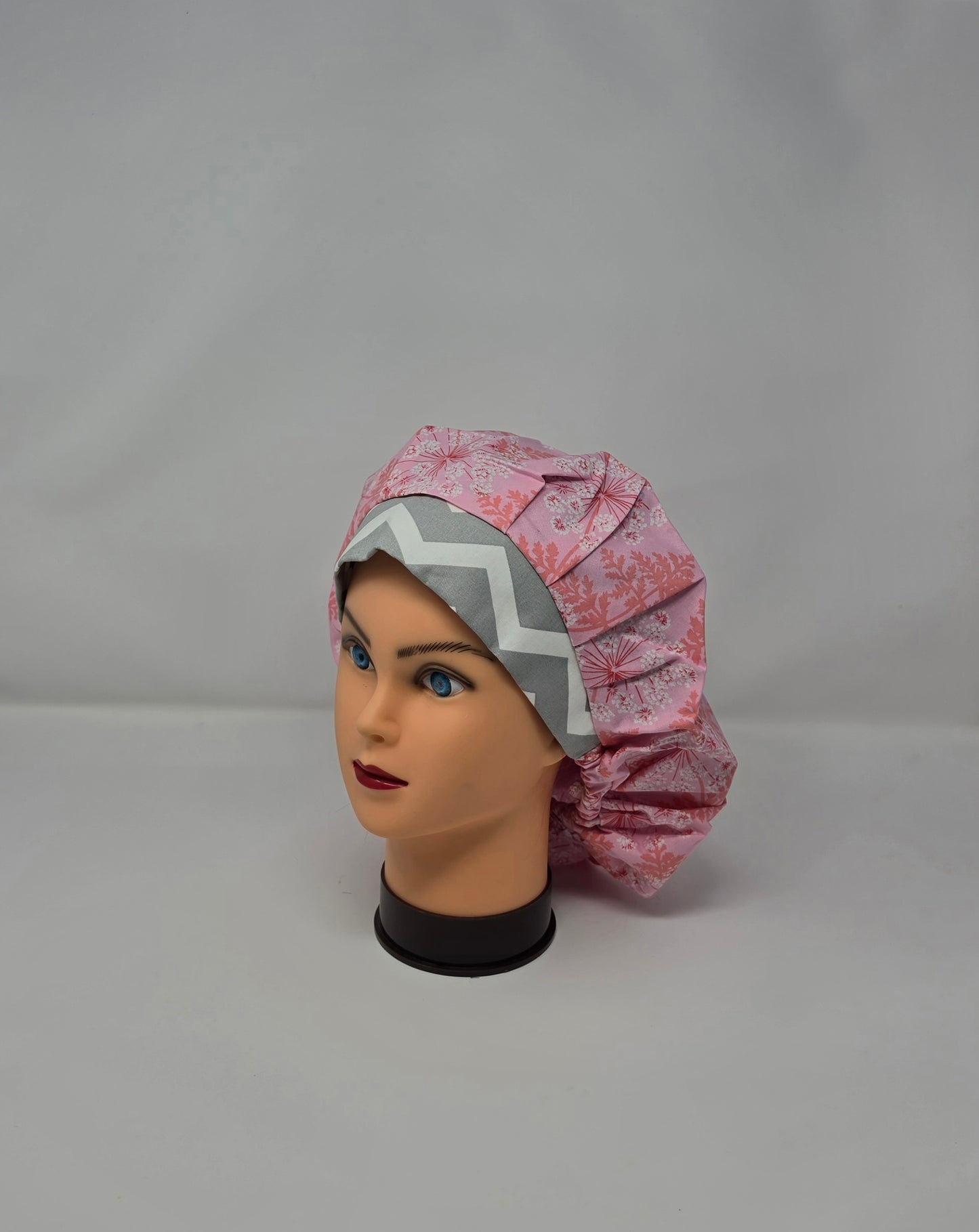 Adjustable Bouffant Scrub Cap. Pink Dandelions