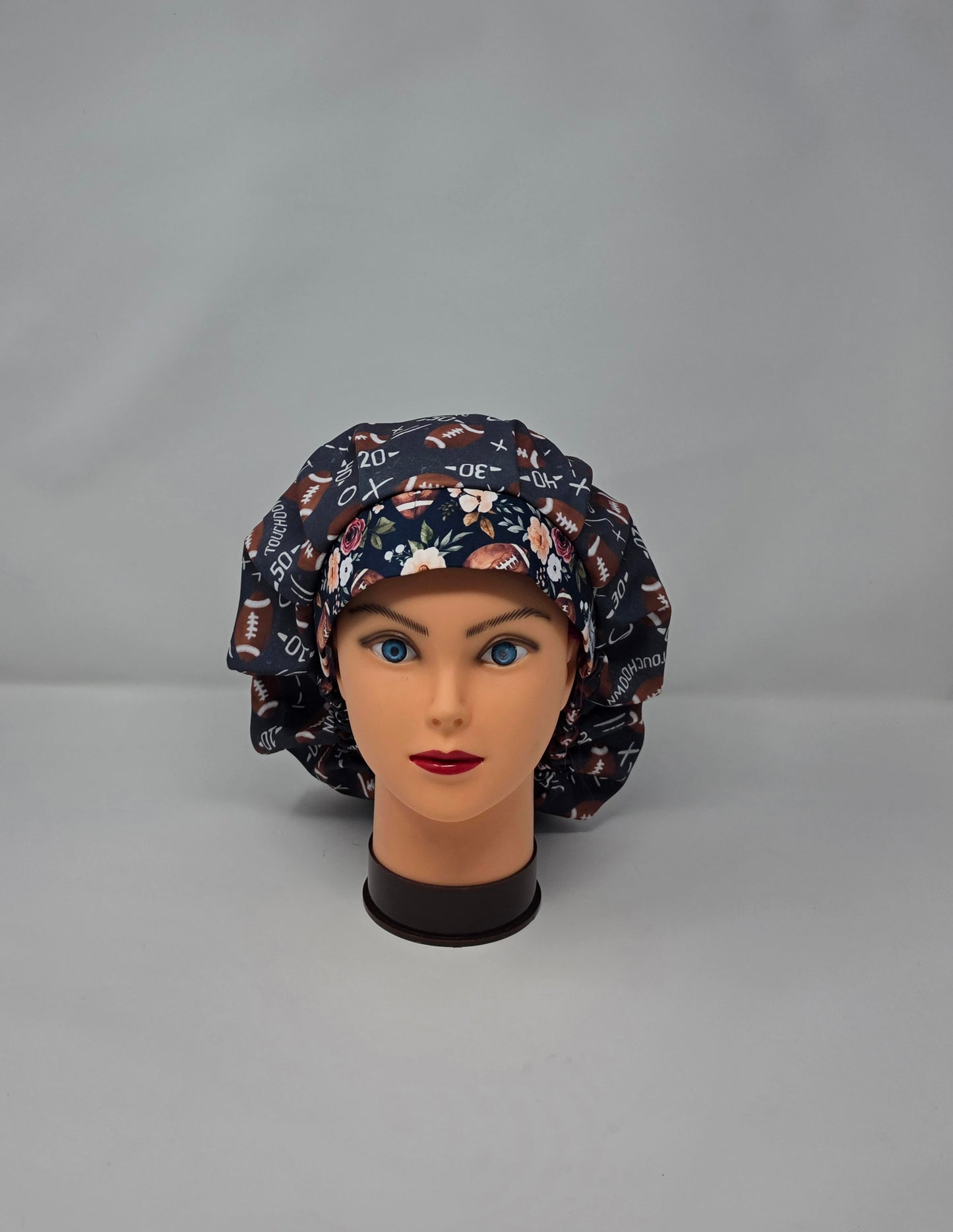 Adjustable Bouffant Scrub Cap. Navy Football