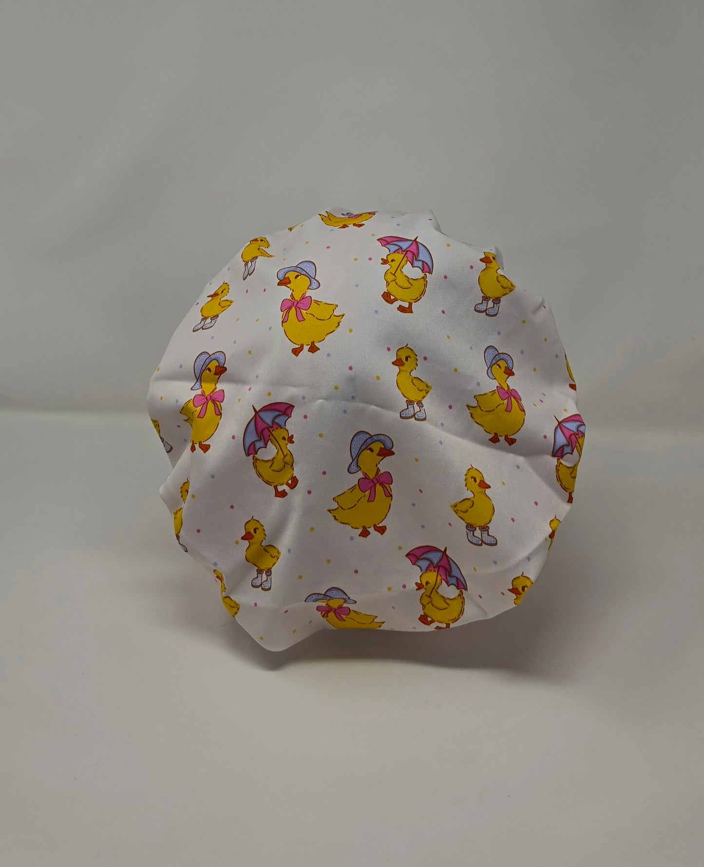 Adjustable Bouffant Scrub Cap. Ducks in Rainboots