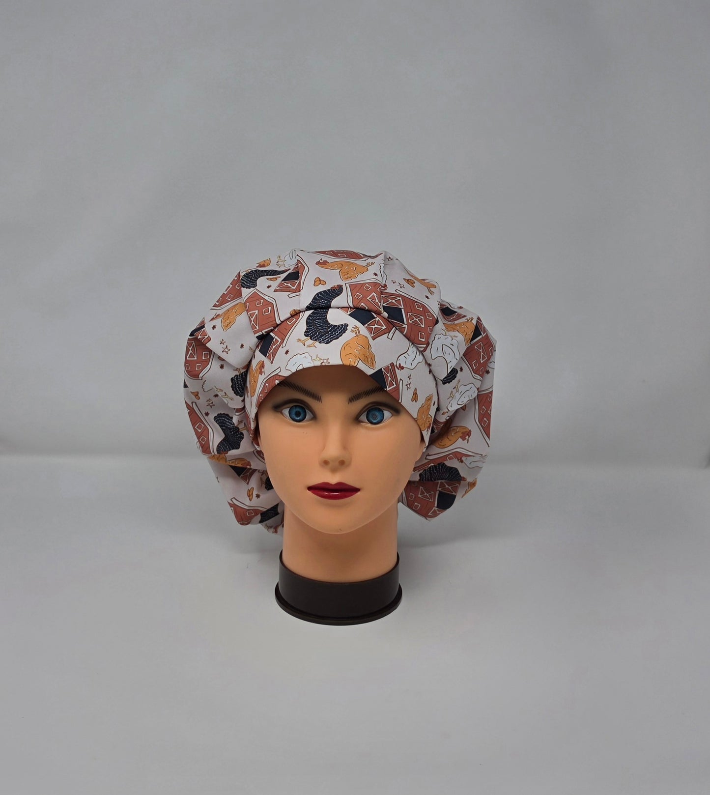 Adjustable Bouffant Scrub Cap. Chickens & Barns