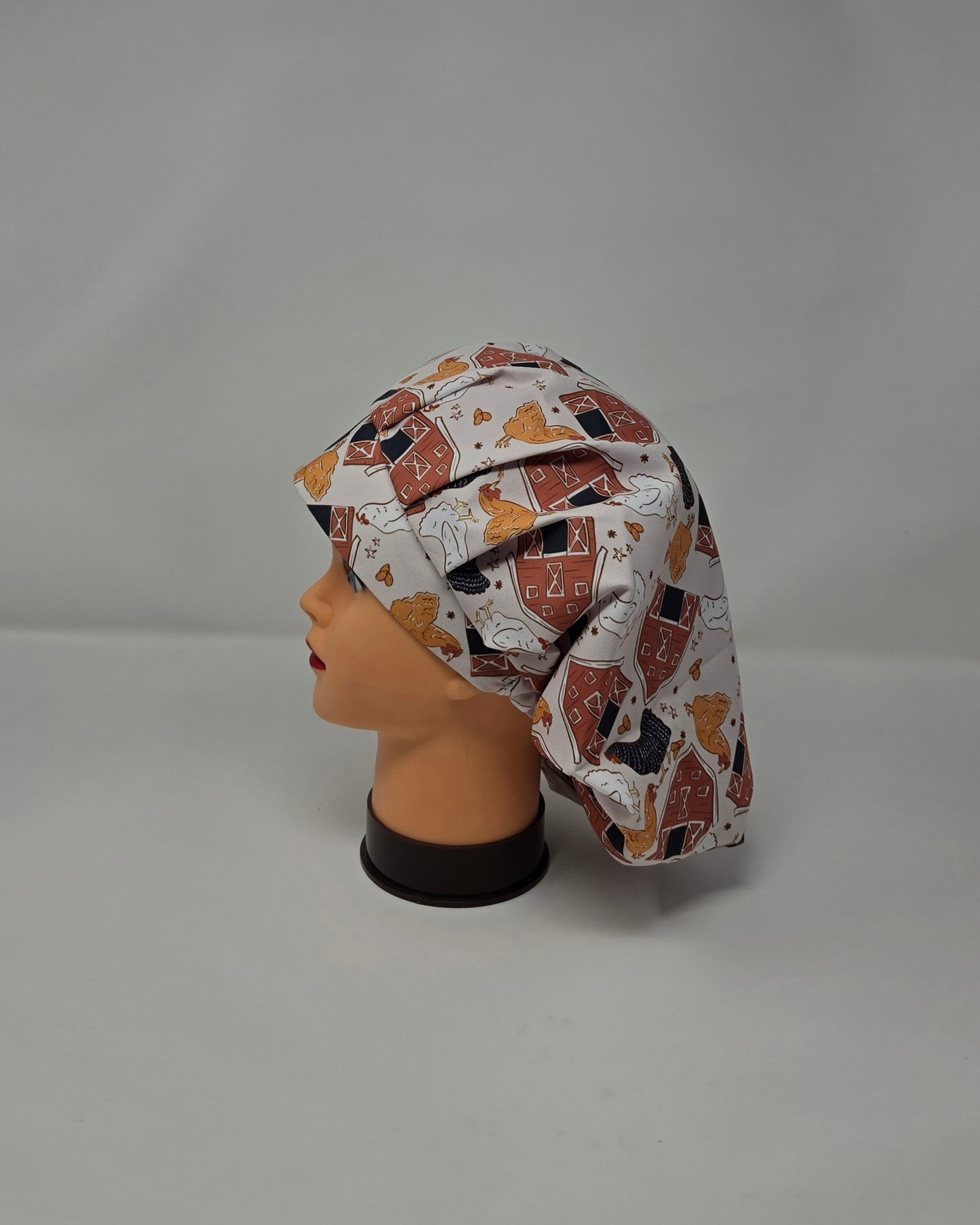 Adjustable Bouffant Scrub Cap. Chickens & Barns