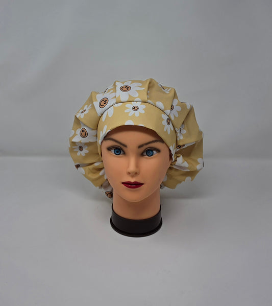 Adjustable Bouffant Scrub Cap. Smile flowers