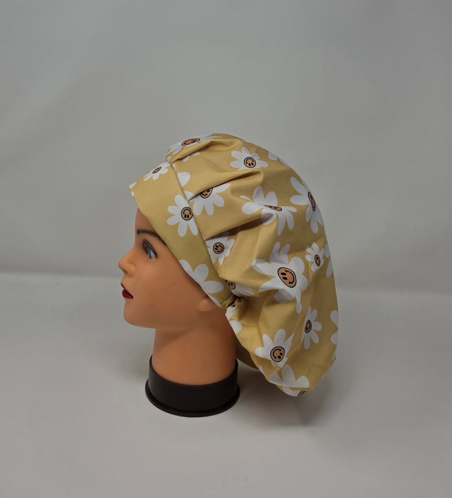 Adjustable Bouffant Scrub Cap. Smile flowers