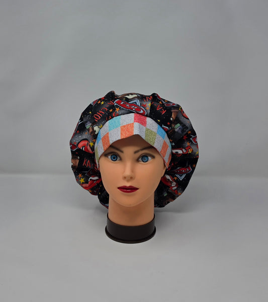 Adjustable Bouffant Scrub Cap. Cars