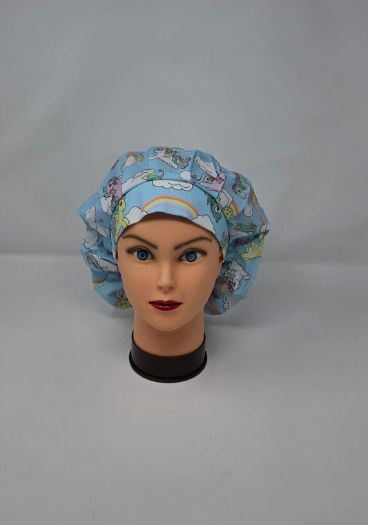 Adjustable Bouffant Scrub Cap. Rainbow Ponies