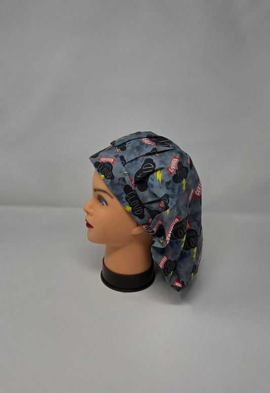 Adjustable bouffant scrub cap. Black Cloud