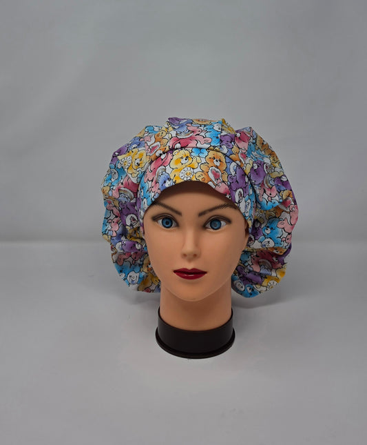 Bouffant Adjustable Scrub Cap with rainbow bears