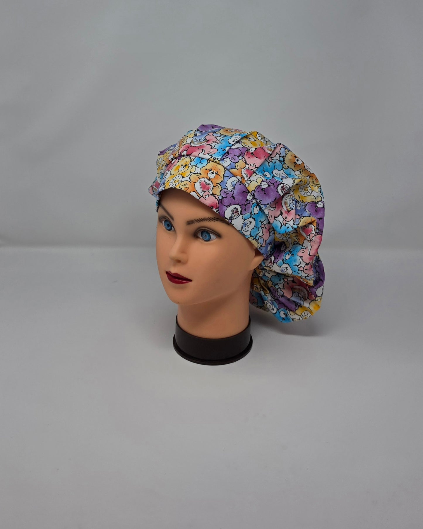 Bouffant Adjustable Scrub Cap with rainbow bears