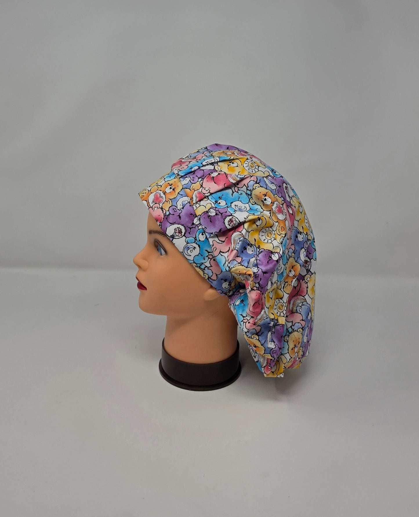 Bouffant Adjustable Scrub Cap with rainbow bears