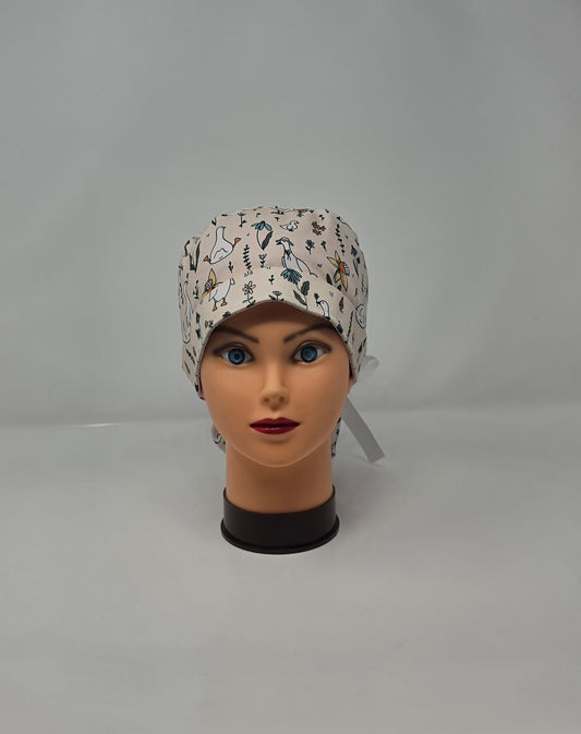 Ponytail Scrub Cap. Geese
