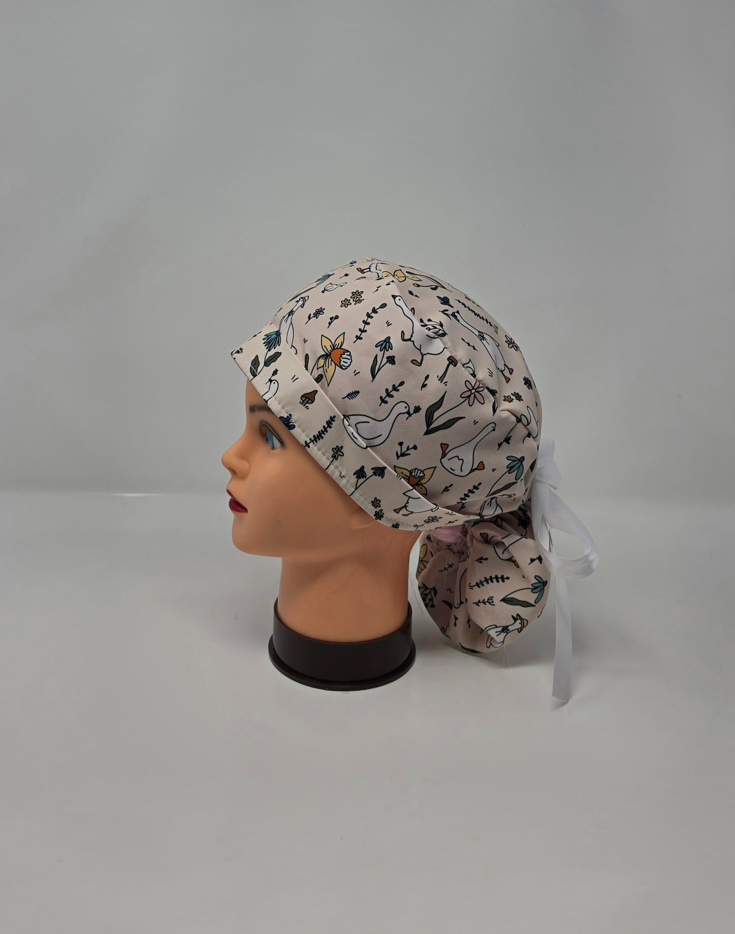 Ponytail Scrub Cap. Geese