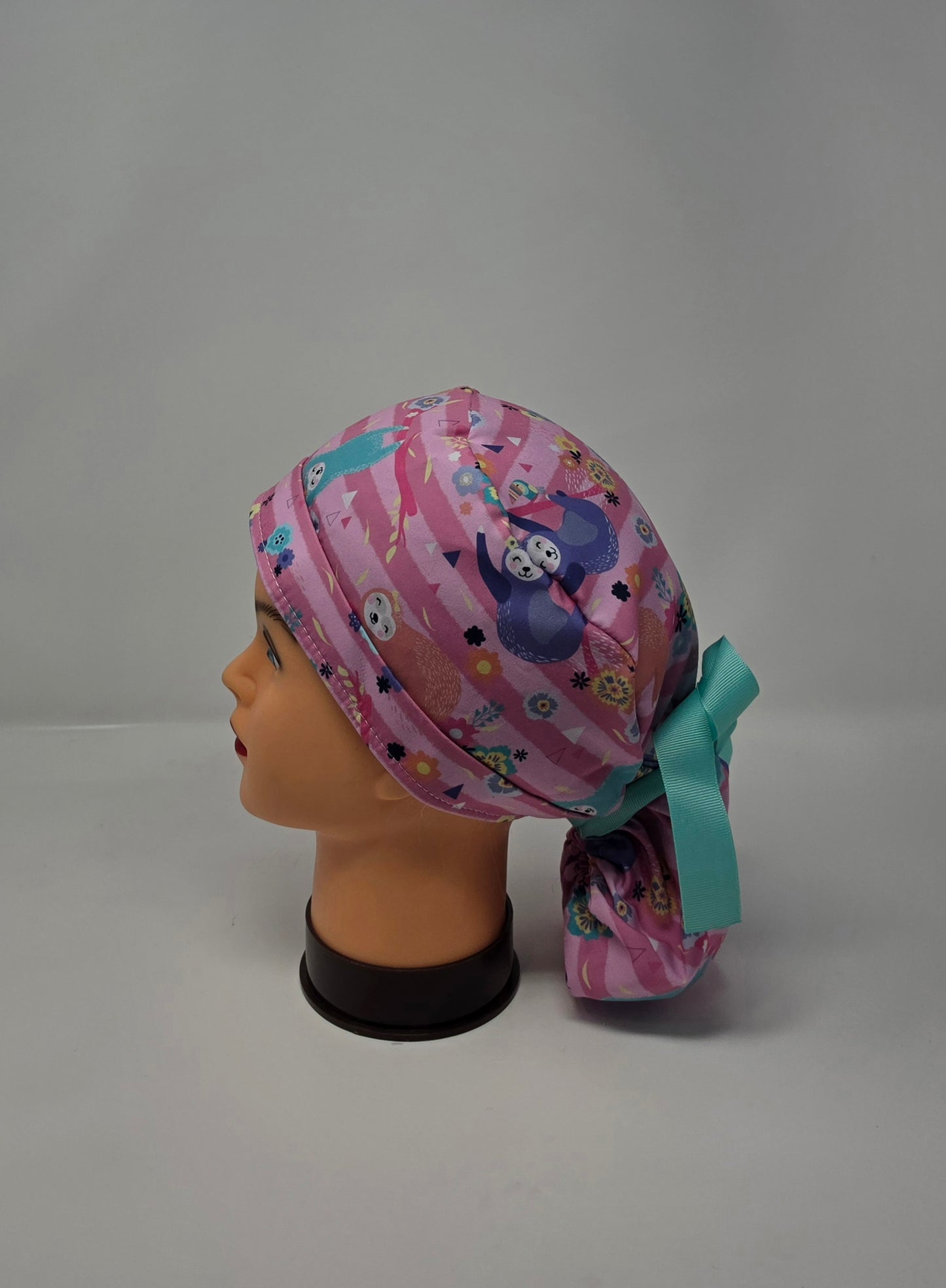 Ponytail Scrub Cap. Sloths