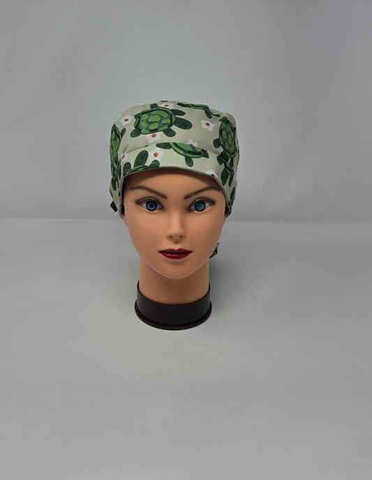 Ponytail Scrub Cap. Turtles
