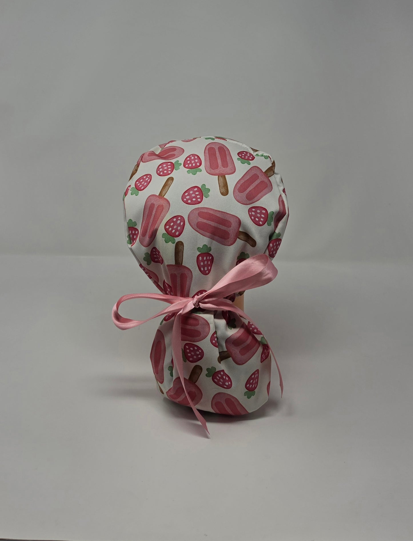 Ponytail Scrub Cap. Strawberries and popsicles
