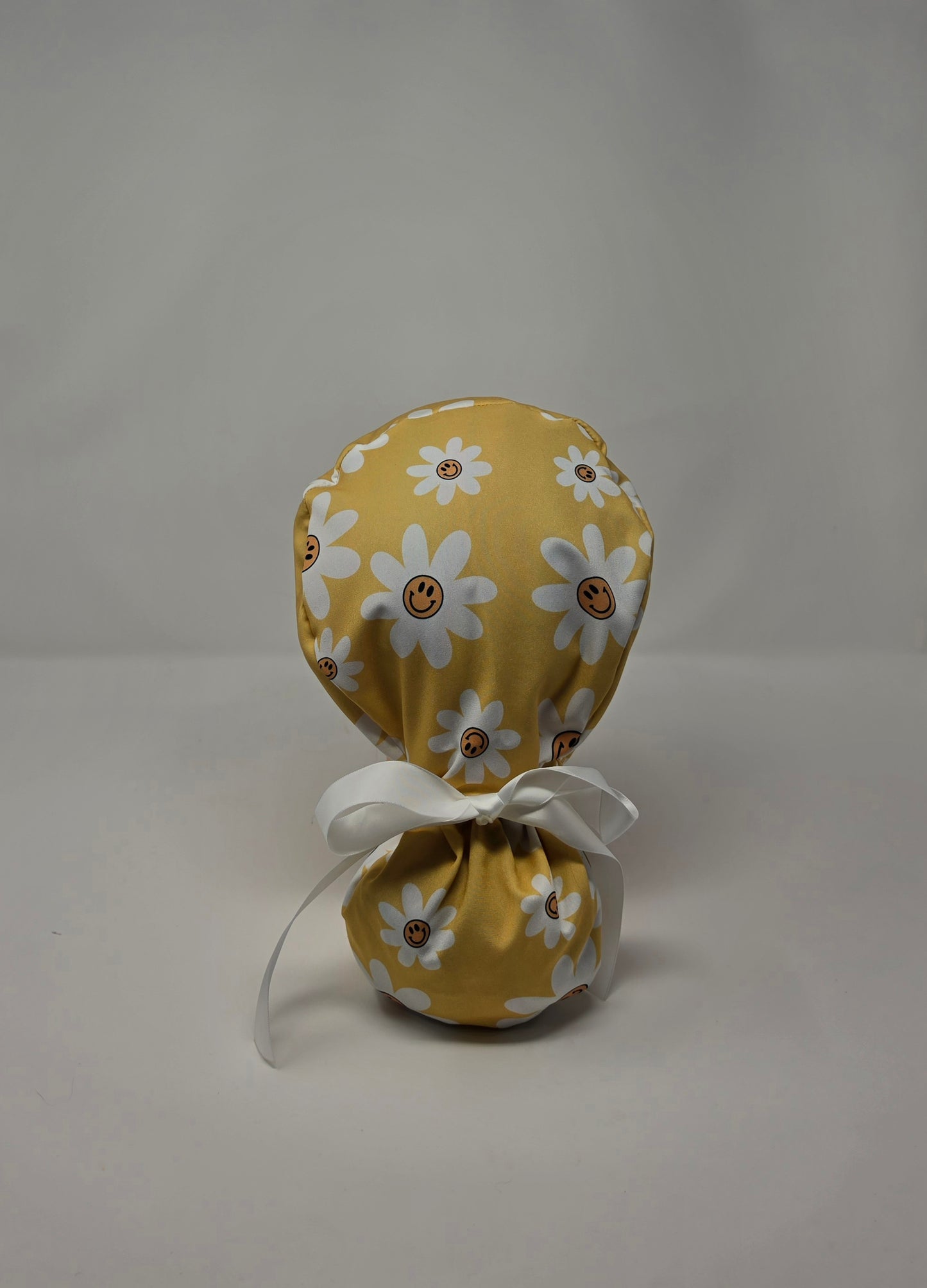 Ponytail Scrub Cap/ Smile Face Flowers