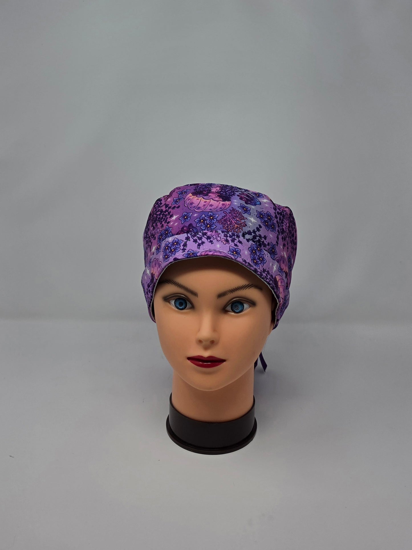 Ponytail Scrub Cap. Purple Jellyfish