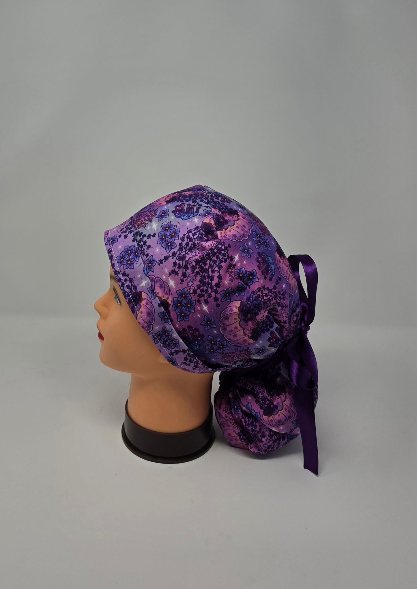 Ponytail Scrub Cap. Purple Jellyfish