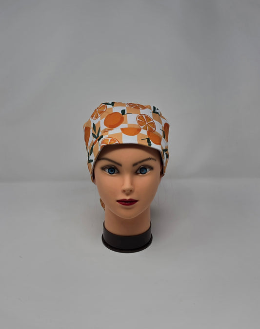 Ponytail Scrub Cap. Oranges