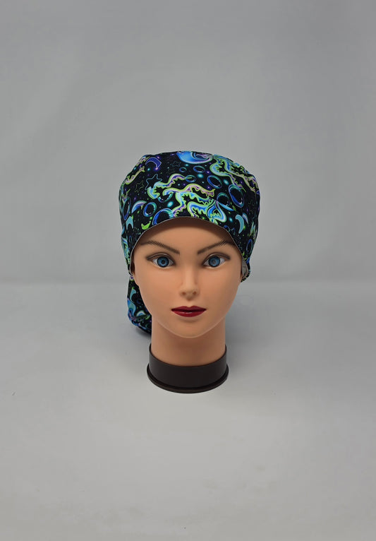 Ponytail Scrub Cap. Jellyfish