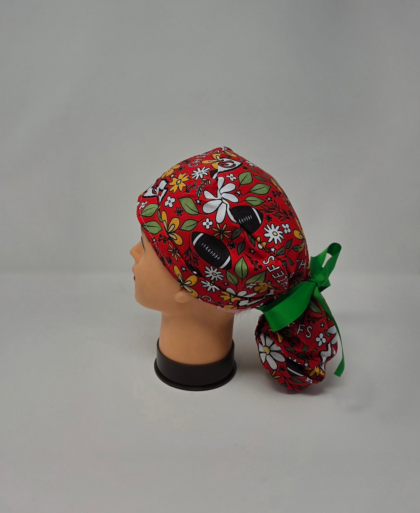 Ponytail Scrub Cap. KC Football