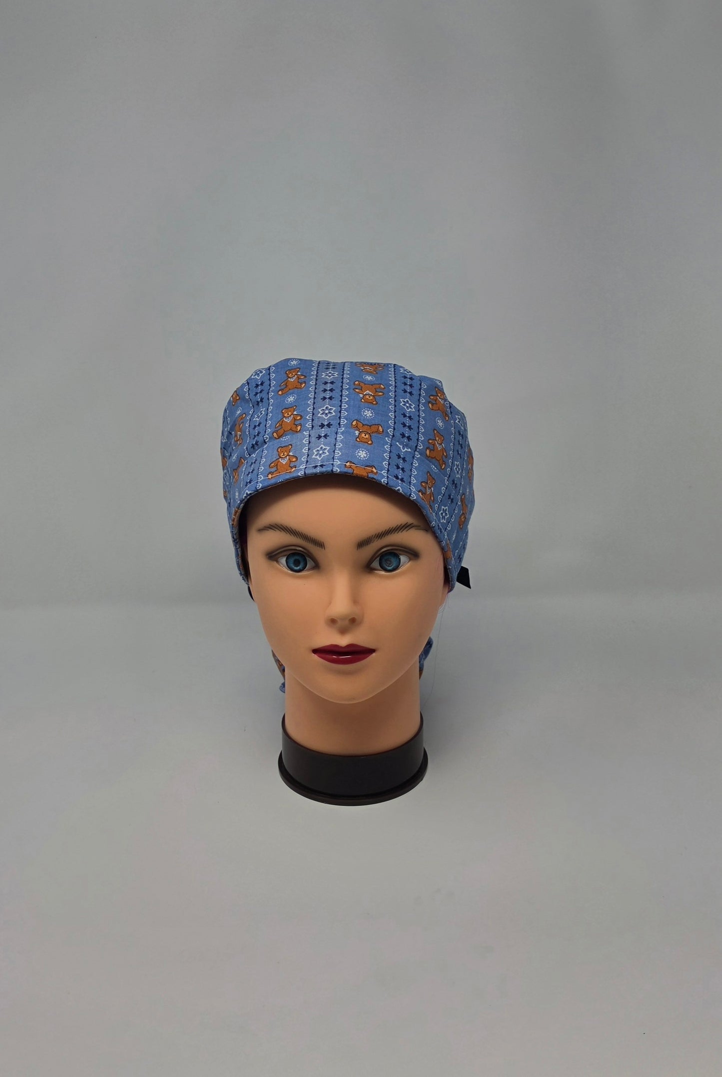Ponytail Scrub Cap. Vintage Teddy Bear