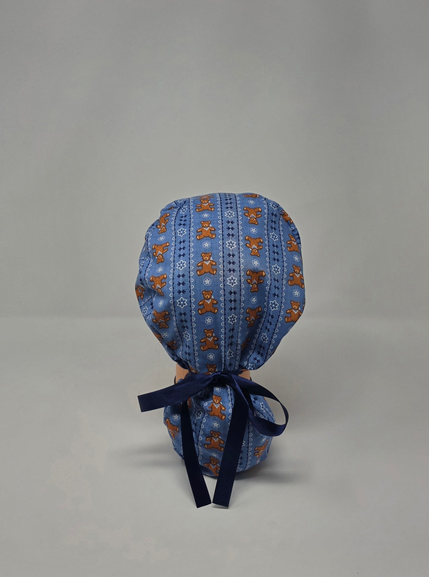 Ponytail Scrub Cap. Vintage Teddy Bear