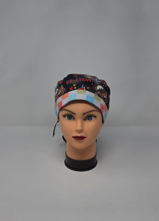 Ponytail Scrub Cap. Cars