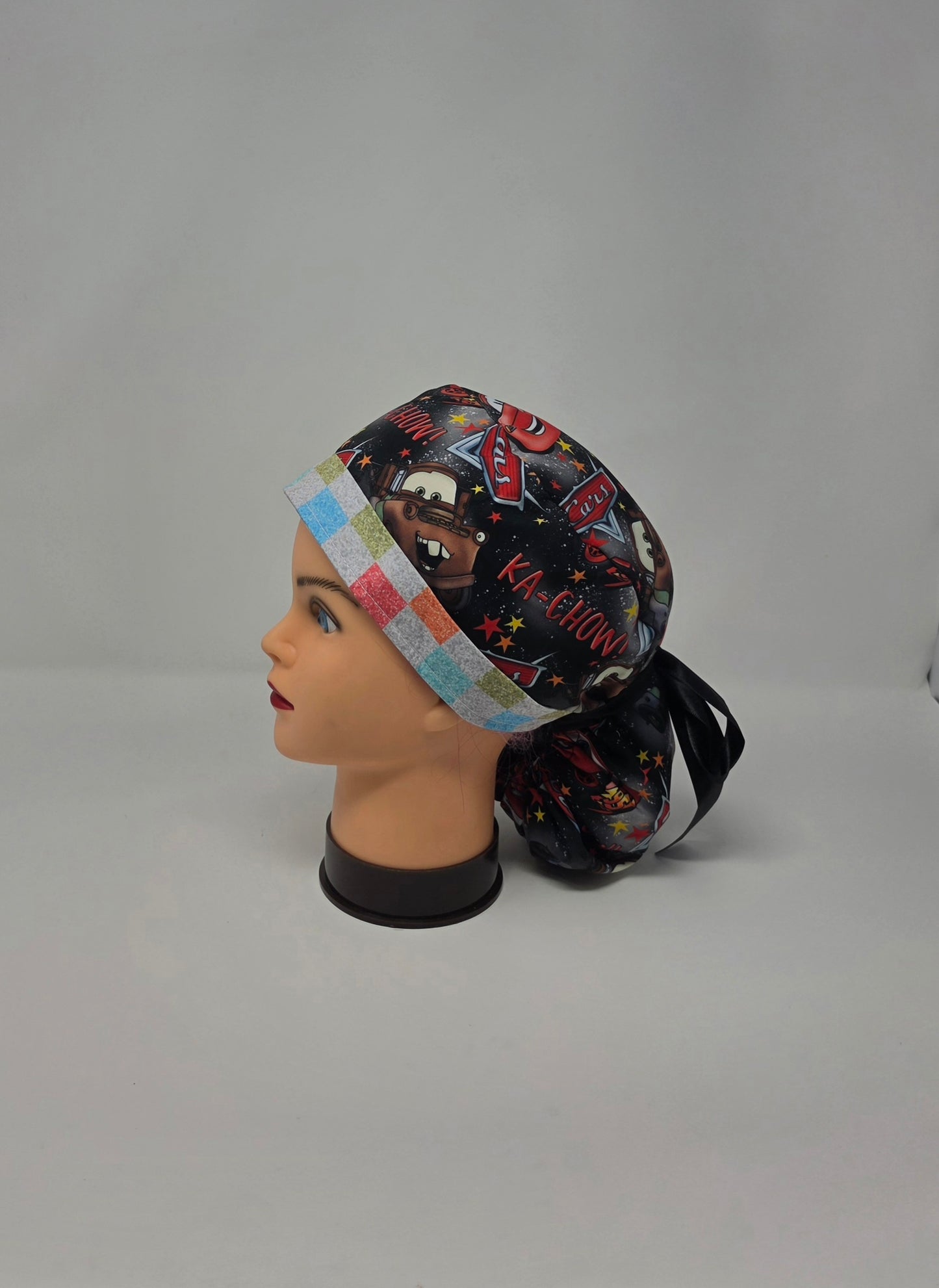 Ponytail Scrub Cap. Cars