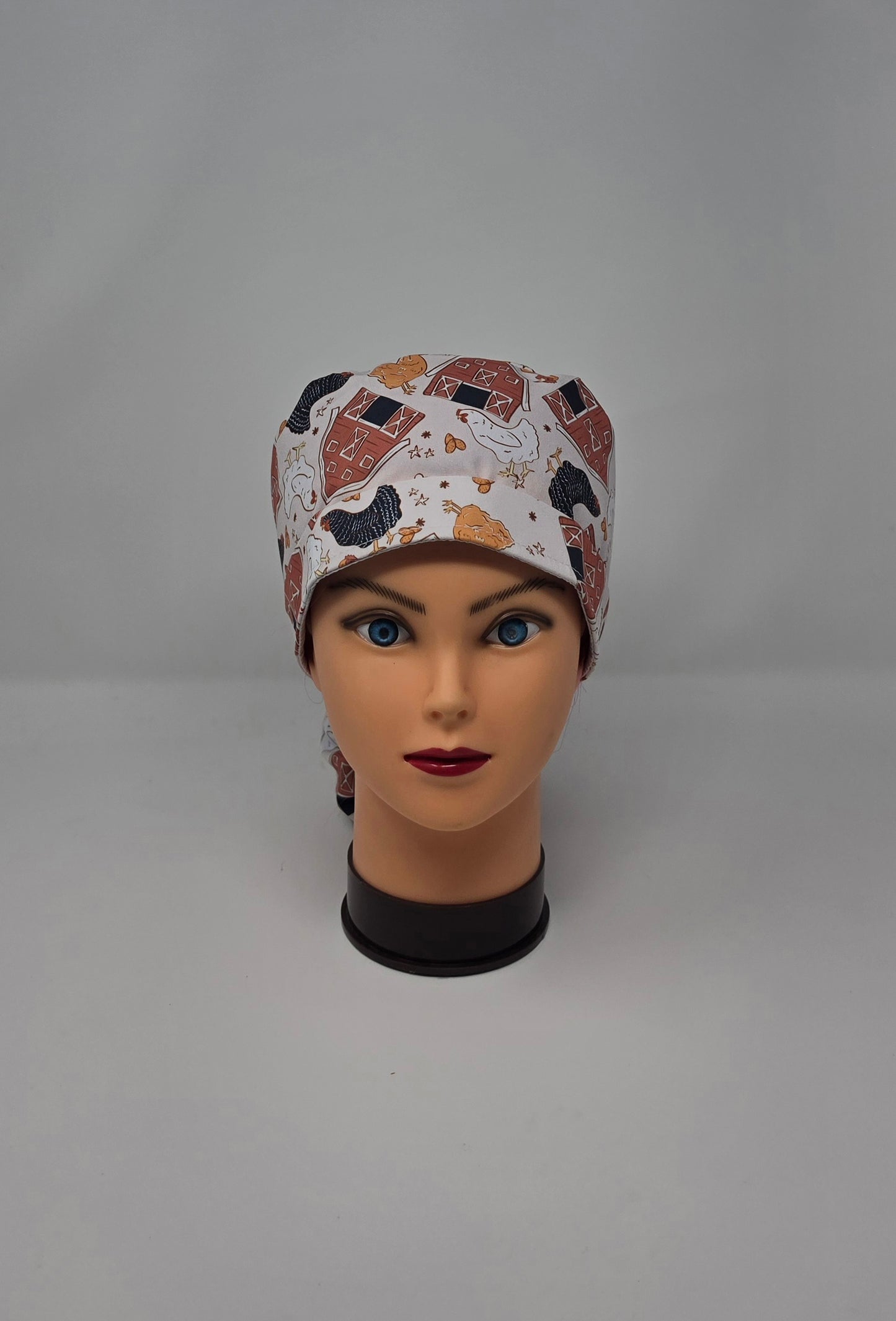 Ponytail Scrub Cap. Chickens