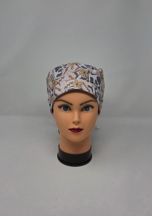 Ponytail Scrub Cap. Cows