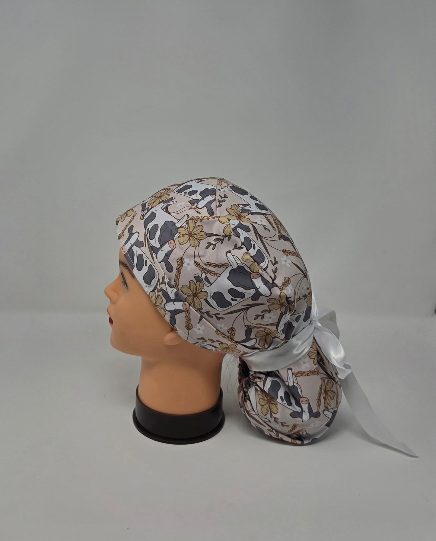 Ponytail Scrub Cap. Cows