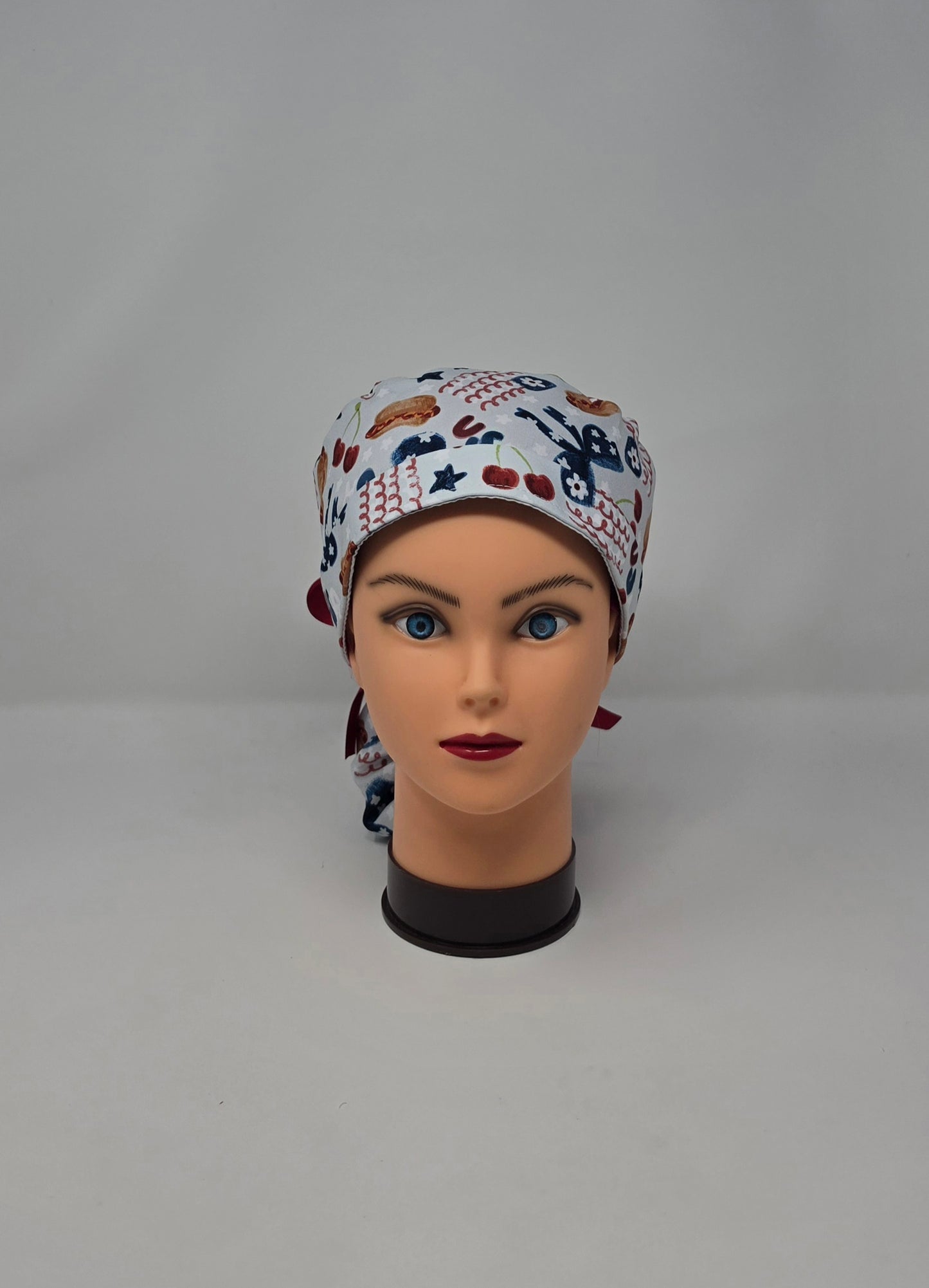 Ponytail Scrub Cap. Hotdog USA