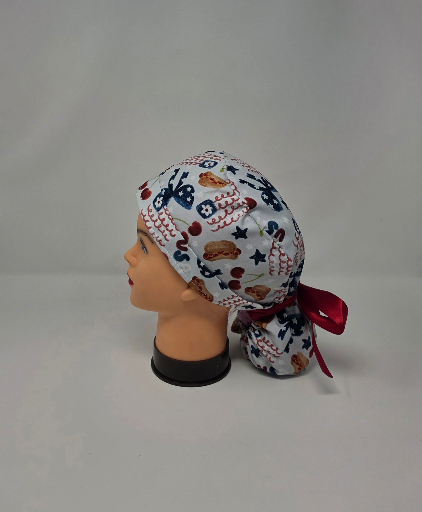 Ponytail Scrub Cap. Hotdog USA