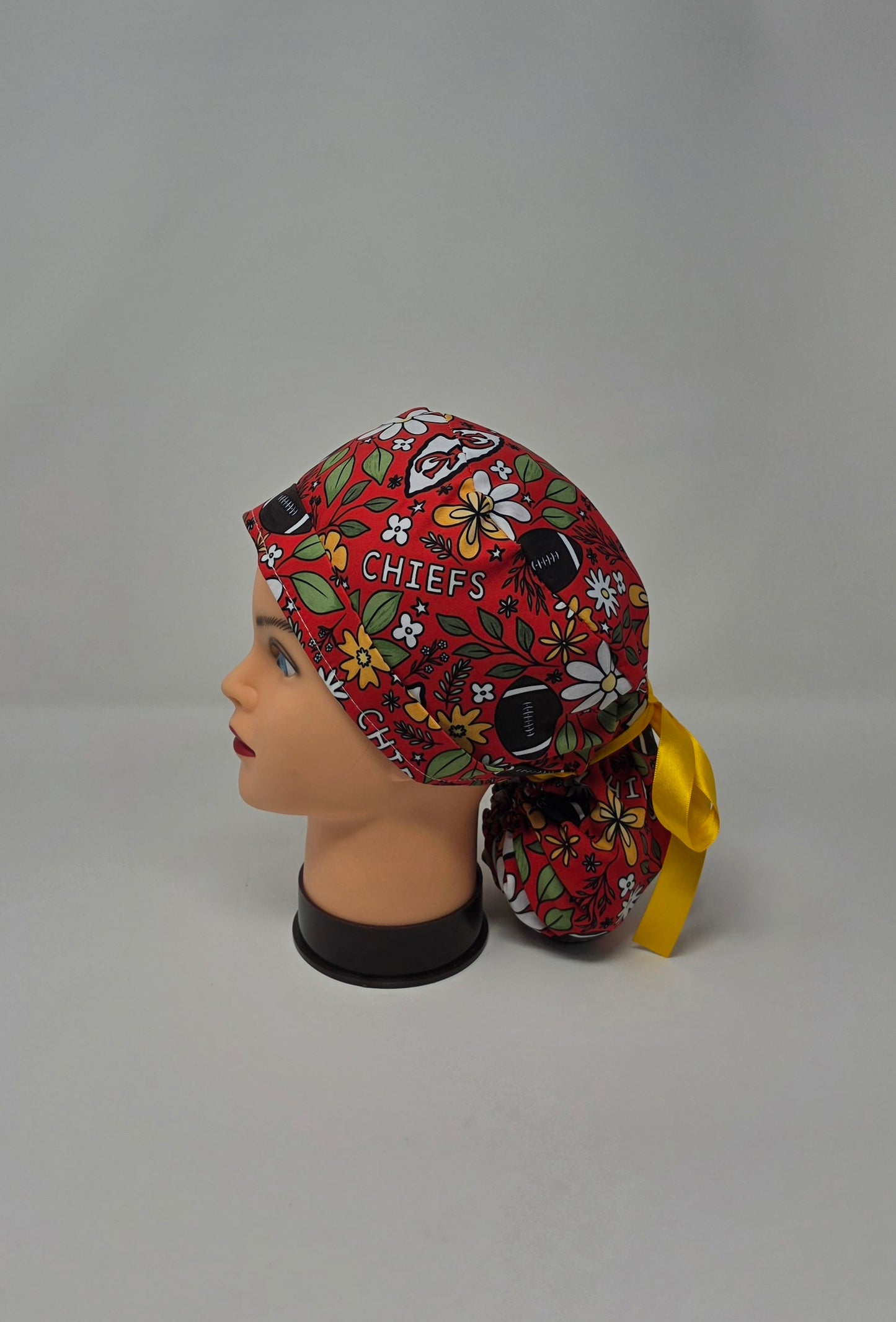 Ponytail Scrub Cap. KC Football