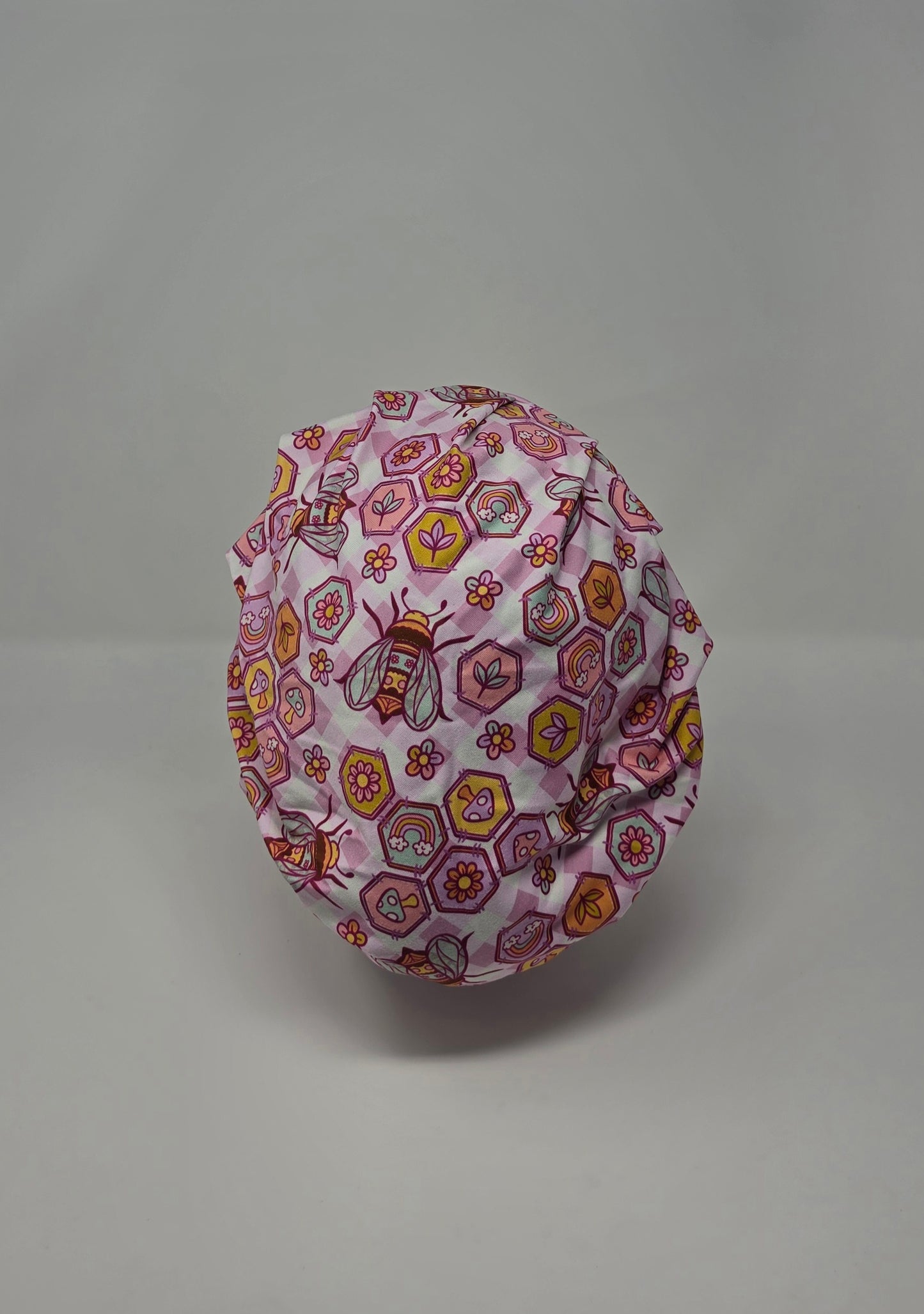 Headband Scrub Cap. Pink Bees