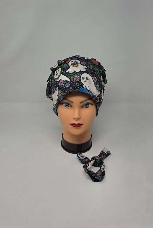 Headband Scrub Cap. Gardening Ghosts