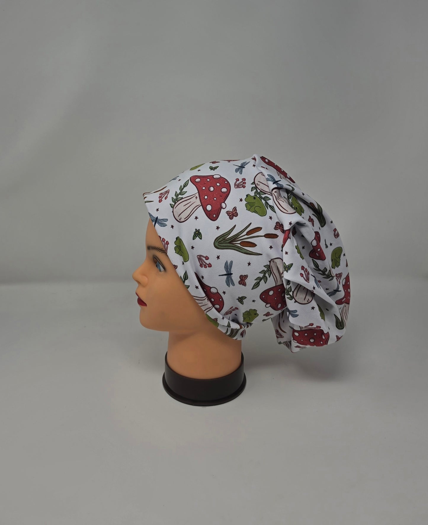 Headband Scrub Cap. Mushroom Frogs