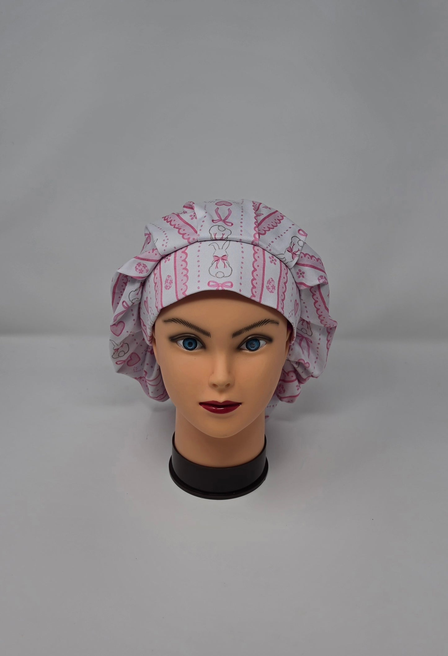 Adjustable DBP Bouffant Scrub Cap. Pink Bunny