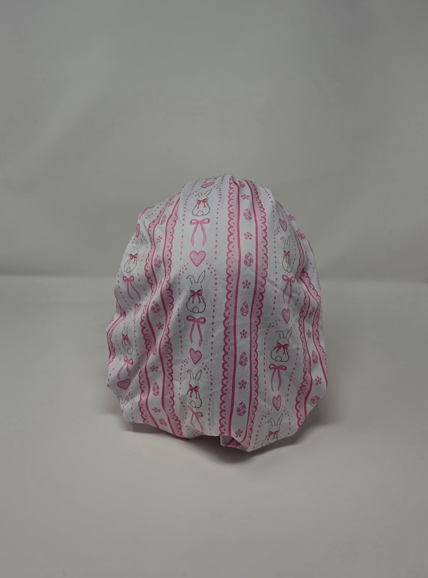 Adjustable DBP Bouffant Scrub Cap. Pink Bunny