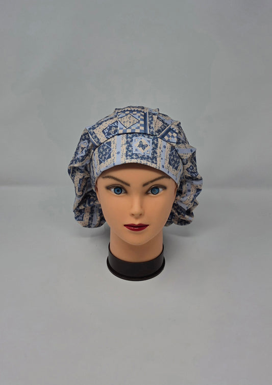 Adjustable DBP Bouffant Scrub Cap. Butterfly Quilt