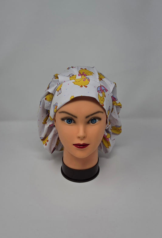 Adjustable DBP Bouffant Scrub Cap. Ducks In Rainboots